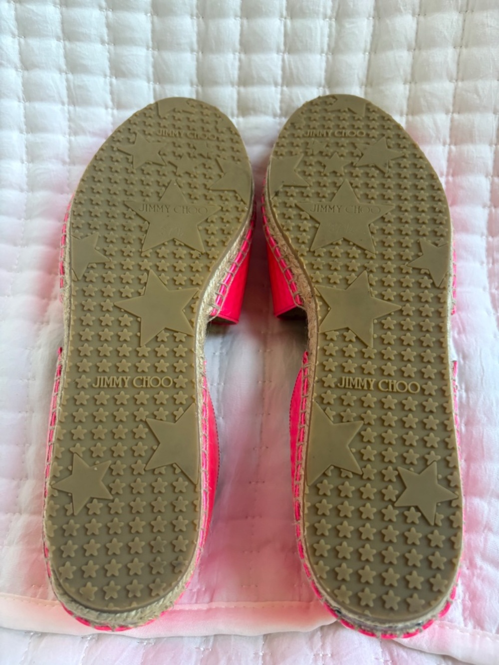Jimmy Choo Neon Pink Textured D’Orsay Espadrille Flats EU 37 / US 7 - Picture 3 of 8